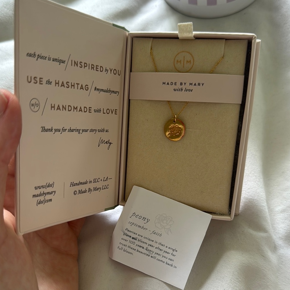 Gold Peony Pendant Necklace